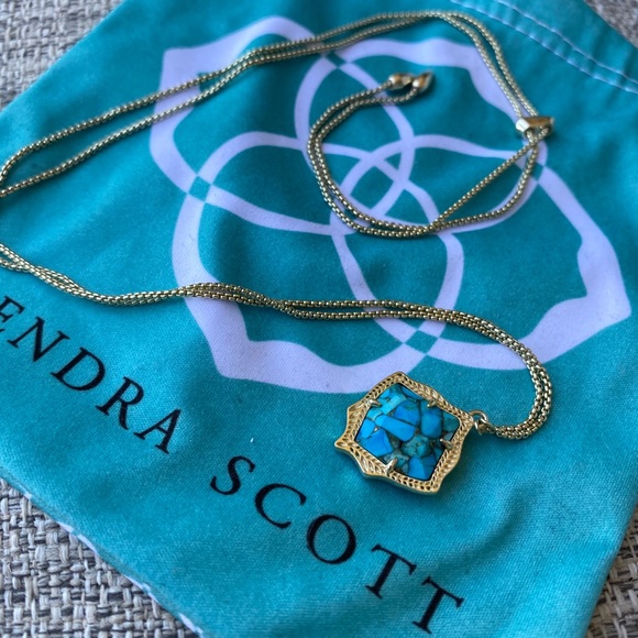 Kendra Scott Gold Turquoise Crackle Necklace - Picture 2 of 3